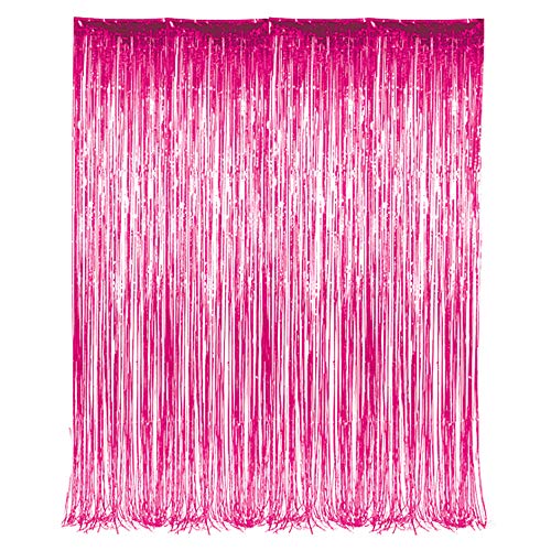 3' x 8' (36" x 96") Pink Tinsel Foil Fringe Door Window Curtain Party Decoration