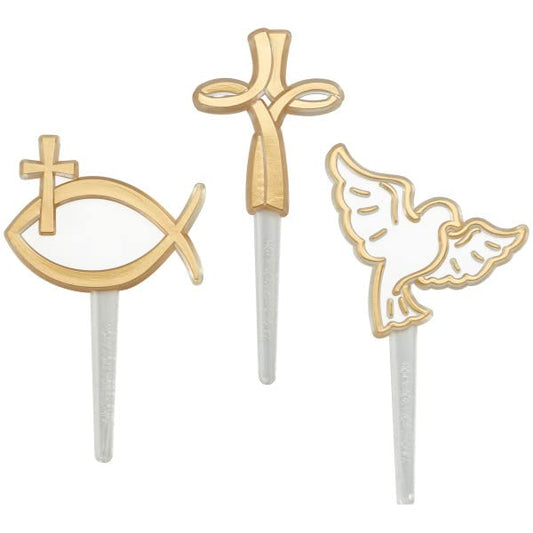 Oasis Supply, Religious Cake Set, Easter, Communions, Confirmations, Baptisms, 24 Spiritual Cupcake Picks