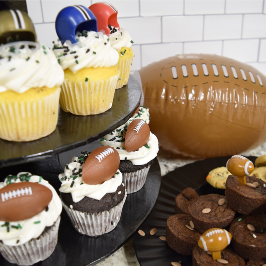 Oasis Supply Football Party Decoration Kit (Available for Pre-Order)- 32 Pieces, Includes 8 Helmets, 8 Football Rings, 8 Football Picks, 1 oz Football Quins and Two 2oz Bags of Team Color Sprinkles