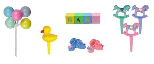 Oasis Supply, Baby Shower, Welcome Baby Cake Topper Kit, Deluxe 30-piece set, Including "B A B Y" Baby Blocks