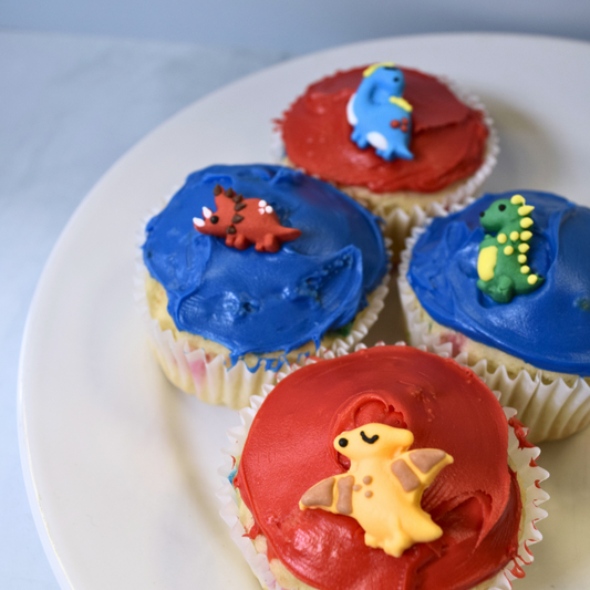 Coming Soon, Pre-Order Avaiable *** Oasis Supply - Cute Dinosaur - Cake or Cupcake Sugar Topper - Birthday Red, Green, Yellow, and Blue Dinosaur