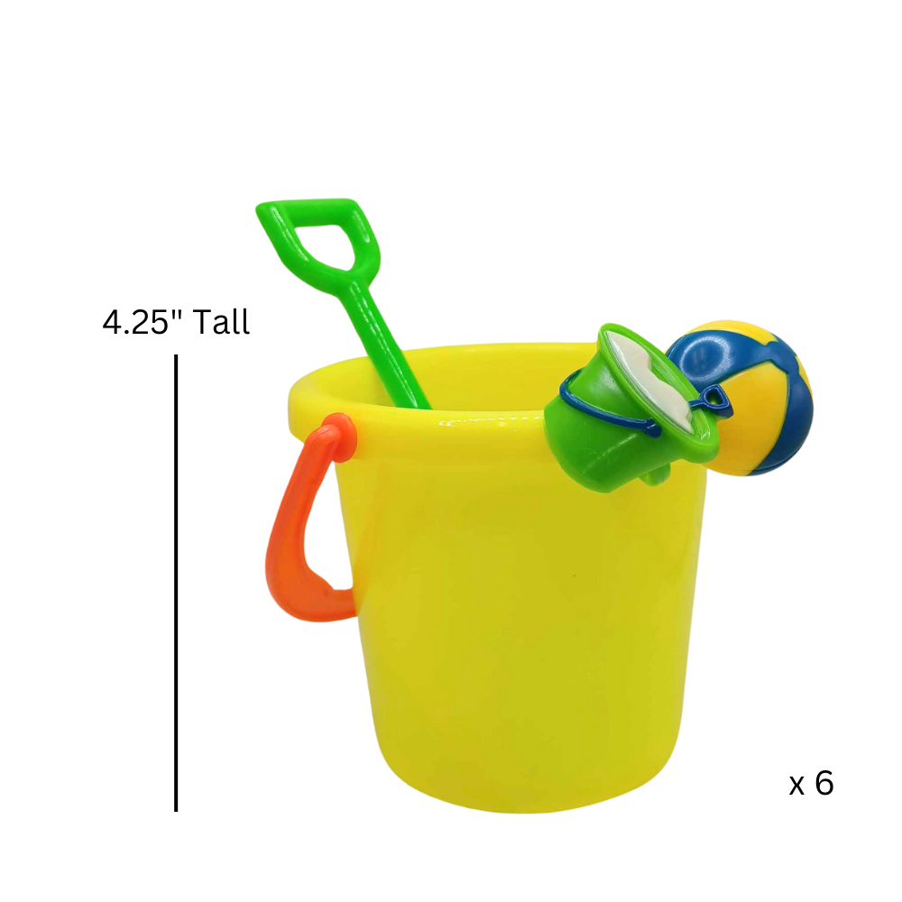 Oasis Supply, Plastic Glassware & Barware - Beach Bucket Drink Set, Bucket, Shovel & 2 Beach Rings - 6 sets