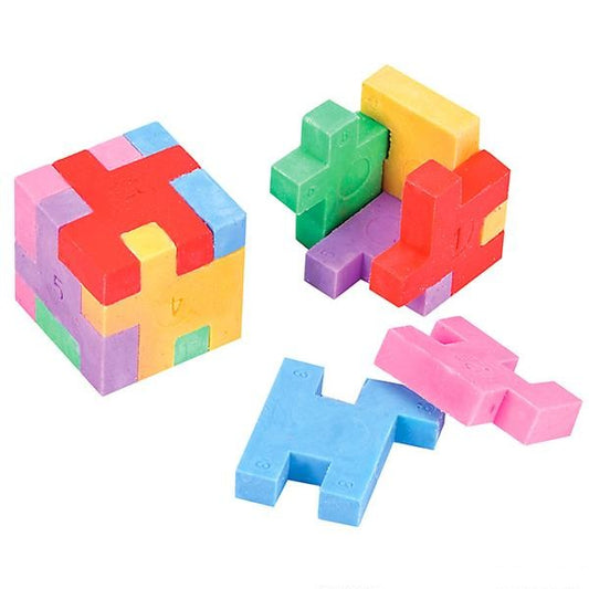 1" Puzzle Cube Erasers 12 pack