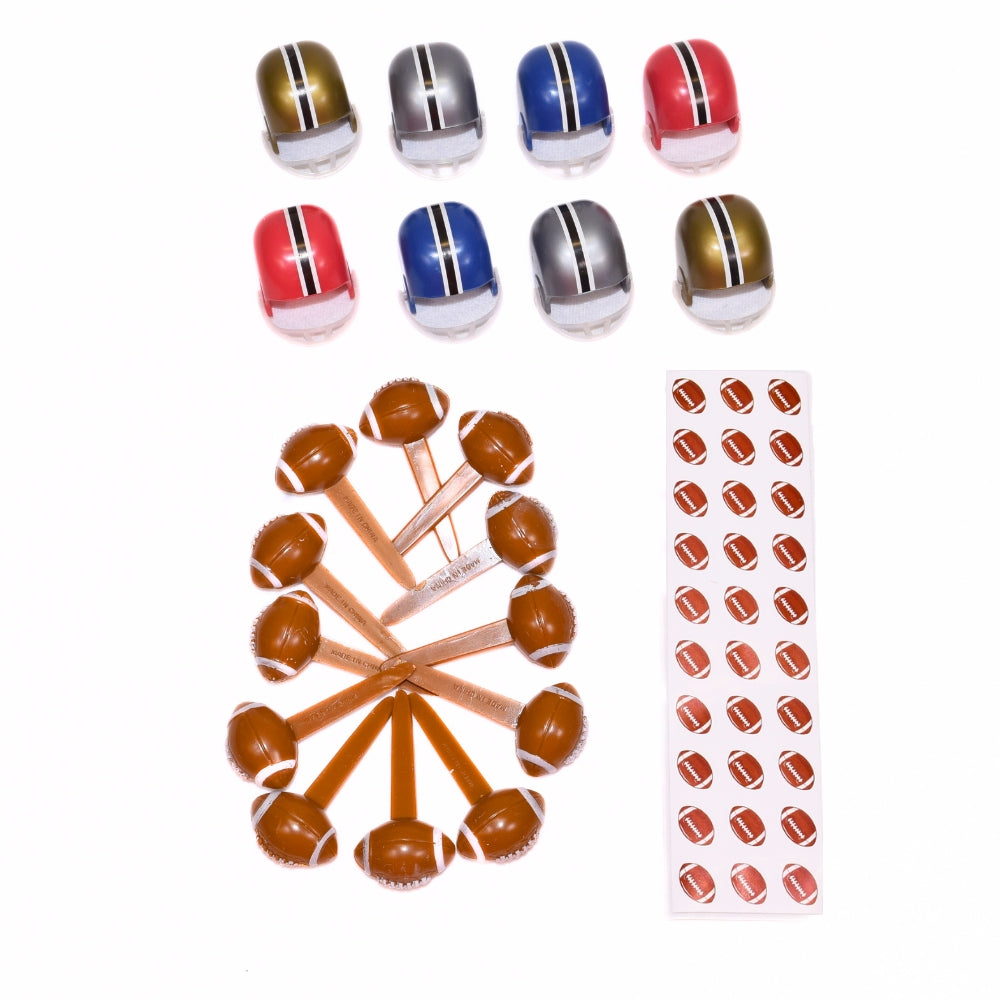 Assorted Cupcake/Cake Decorating Toppers, Football Helmets, Set of 12, Football Stickers, Set of 30, Football Cupcake Picks, Set of 12 - (Total 54)