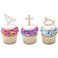 Religious Cake Set, Easter, Communions, Confirmations, Baptisms, Spiritual Cupcake Picks
