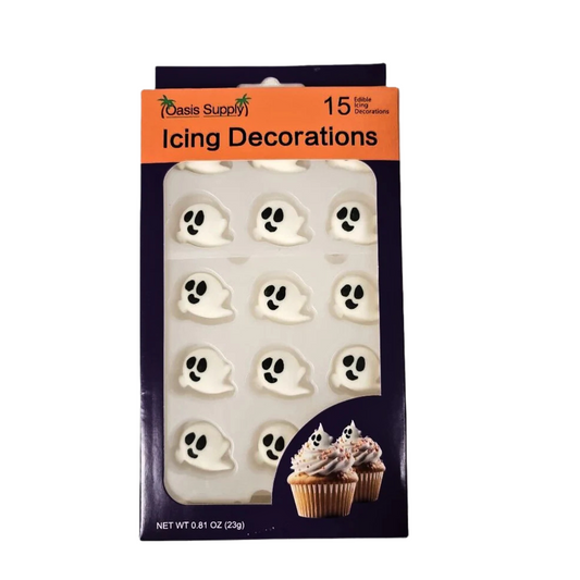 Halloween Edible Cake Decorations - Candy or Cupcake Topper - 15 Count Ghosts