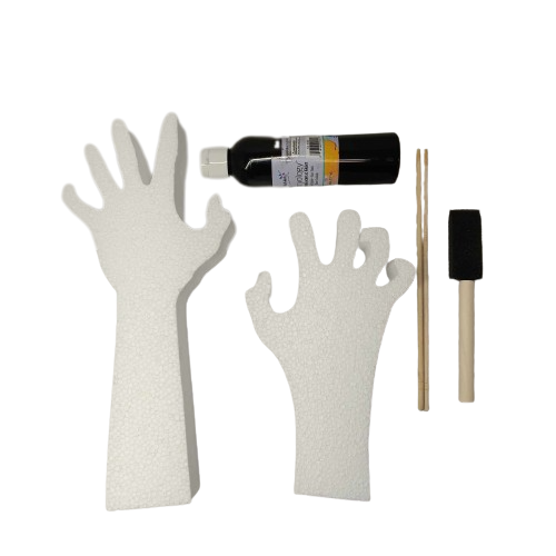 Oasis Supply, Halloween Craft kit and Design Project, EPS Foam Hand Kits - 2 Count, Includes Styrofoam Hands, Dowel Rods, Paints, and Paintbrushes