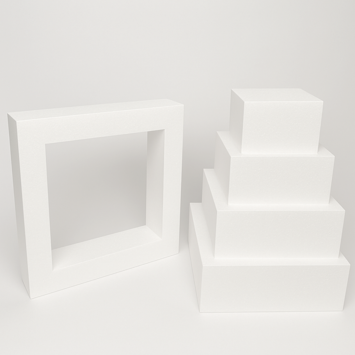 Oasis Supply "Hollow Donut Style EPS Styrofoam Dummy Cake Set - 5" High by 6" 8" 10" 12" 14" -- Stack up to 5 Tiers