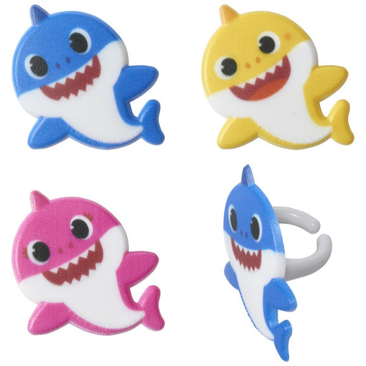 Baby Shark Mommy, Daddy and Baby Cupcake Rings - 12 or 72 ct