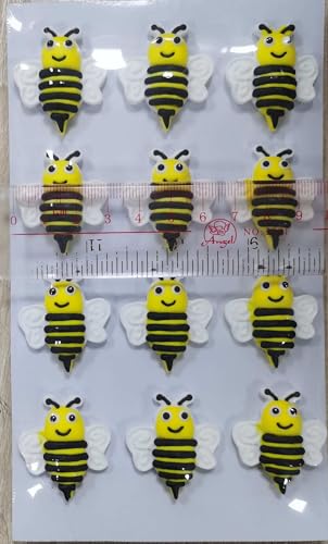 Edible Bee Decorations for Desserts (12 Pieces) - Bumble Bee Cake Topper for Desserts - Thematic Bee Party Decorations