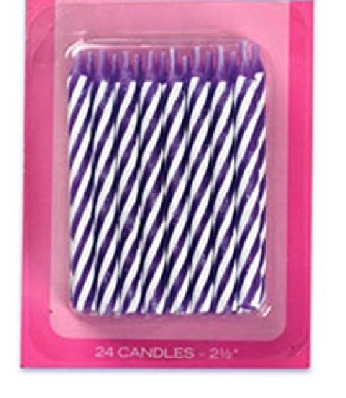 2.5" Purple Color Striped Birthday Candle, 1 pack of 24 candles