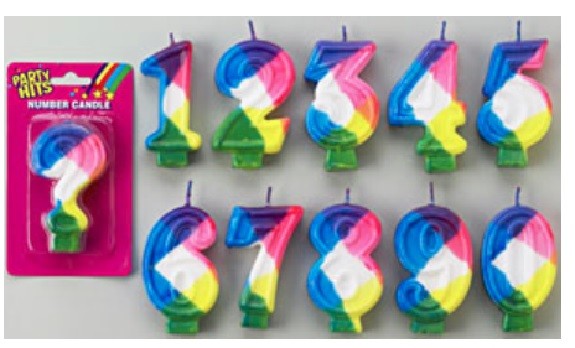 Rainbow Number Candles - Numbers 0 to 9 Plus Question Mark