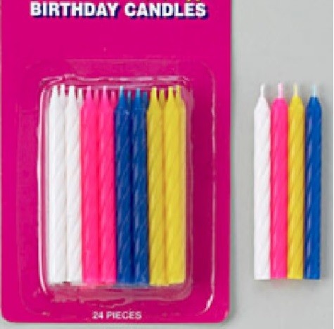 2.5" Multi Color Spiral Birthday Candle, 1 pack of 24 candles