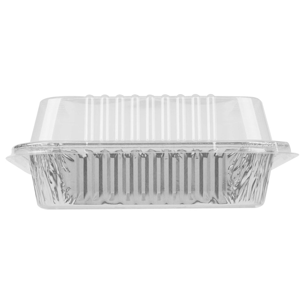 Durable Packaging 9" Square Foil Cake Pan and Lid - 25/Pack