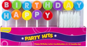 Happy Birthday Letter Candleholder Sets 2.5", 1 Set
