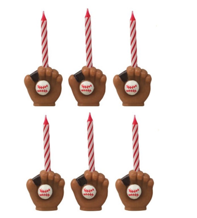 Baseball Glove Candleholder Sets, 1 Set (6 candles)