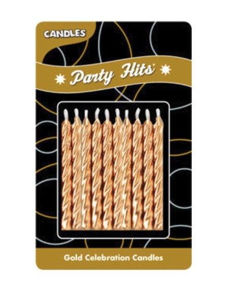 Gold Birthday or Anniversary Candles, 2.5", 10 Candles per Card