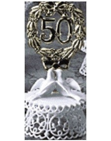 Anniversary Cake Topper - E50-  Golden Anniversary with Doves