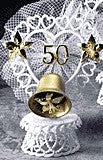 Anniversary Cake Topper - E420G-  Golden Anniversary with Bell