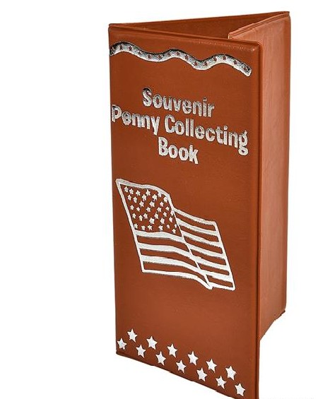 American Flag Souvenir Penny Collecting Book Red