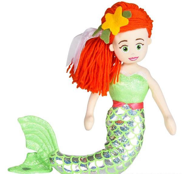 18" Green Mermaid with Red Hair