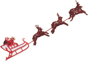10" Santa Sleigh with Reindeer 24 ct