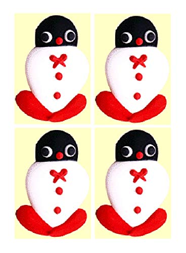 Edible Royal Icing Decorations - 2.25" Penguin Face - 4 count