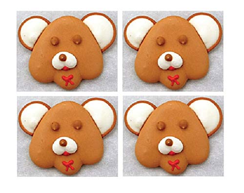 Edible Royal Icing Decorations - 2.25" Teddy Bear Face - 4 count