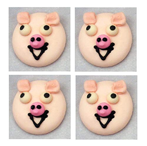 Edible Royal Icing Decorations - 2.25" Piggy Face - 4 count