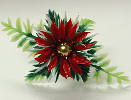 3" Poinsettia Pick w/ Gold Berry & Long Leaf - 72 count