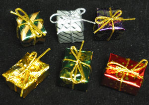Wrapped Fancy Foil Christmas Presents Set 2 - 48 count