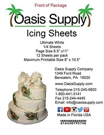 Oasis Supply Edible, Ultra Flexible Icing Sheets, White, 8.5" x 11" 12 count