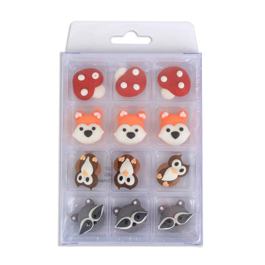 Edible Royal Icing Decorations - Woodland Creature Faces - 12 count