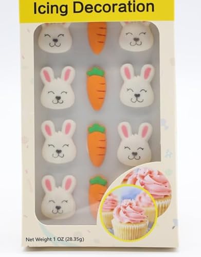 Edible Easter Cupcake Decorations - Easter Sprinkles for Cake Decorating (Rabbit & Carrot) - Themed Easter Cake Toppers