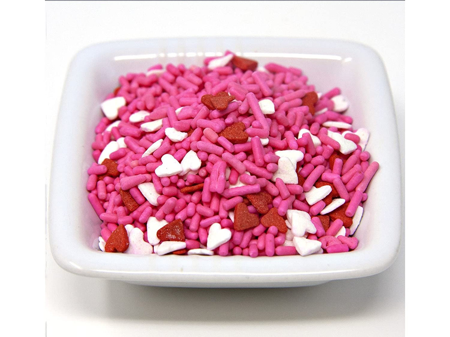 Valentine's Hearts Sprinkle Sequins - Pink Sprinkles with Red and White Heart Shapes