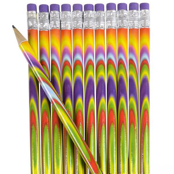 7.5" Tie-Dye Psychadelic Pencils 12 pk