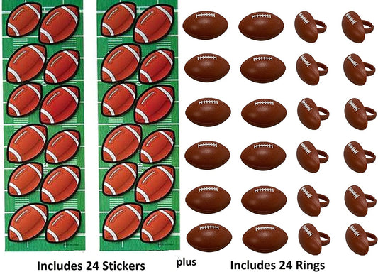 Oasis Supply, Football Cupcake Rings (24) and Football Stickers (24) - 48 Total Pieces