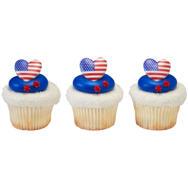 I Love the USA Cupcake Rings 144 ct